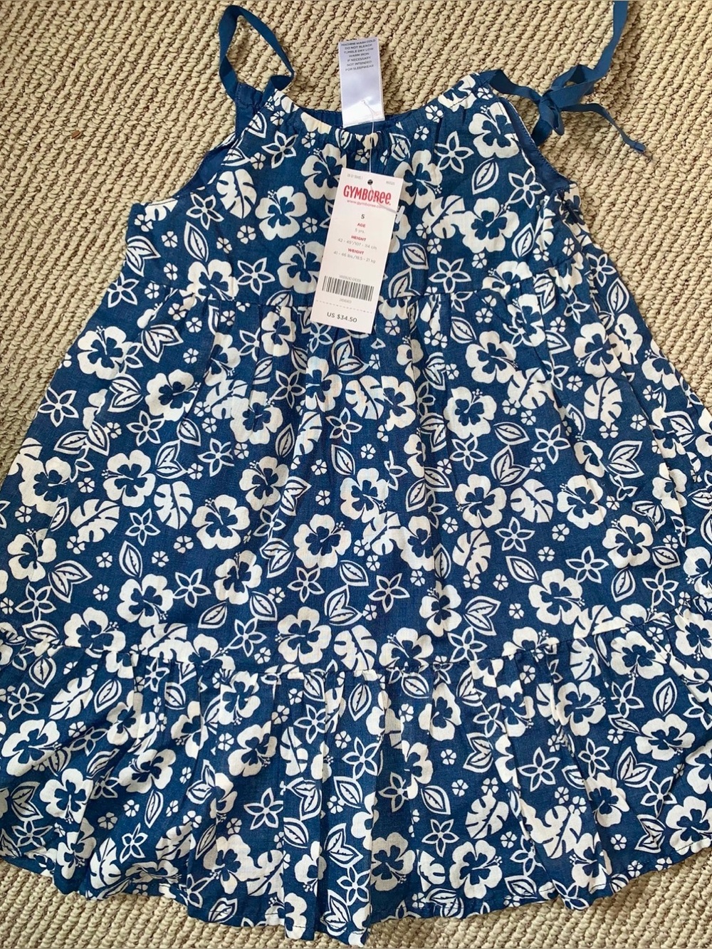 Gymboree girls floral summer sun dress with tie straps Size 5 NWT